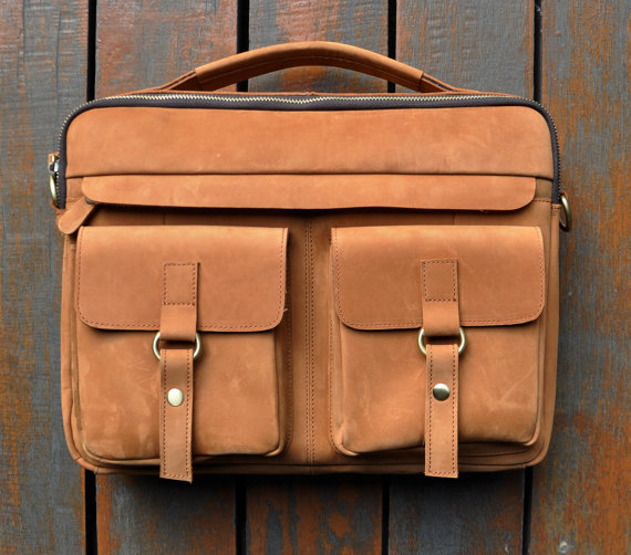 Handmade Genuine Leather Messenger Bag 14 Inch Laptop Bag Macbook Bag 16
