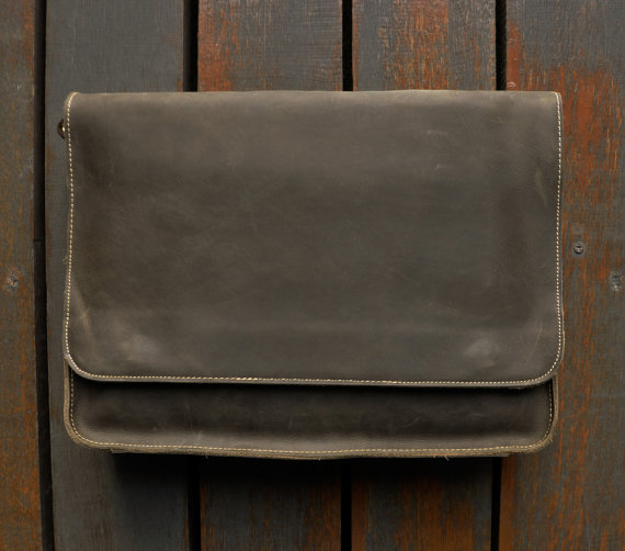 Men's Women's Handmade Leather Briefcase 13-inch Laptop Bag Leather Messenger Bag Shoulder Bag 17
