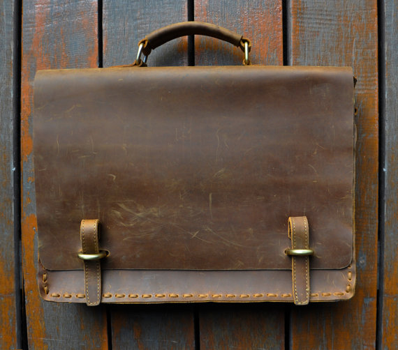 Handmade Genuine Leather Messenger Bag 14 Inch Laptop Bag Macbook Bag 20