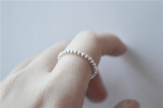 Simple Silver Ball Ring, Tiny Thin Circle Ring, Original Design, Sterling Silver Made (jz37)