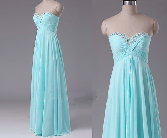 Pretty Simple Sweetheart Beadings Long Bridesmaid Dresses, Simple Prom Dresses, Evening Dresses(#43 From Our Color Chart) , Mint Prom Dresses