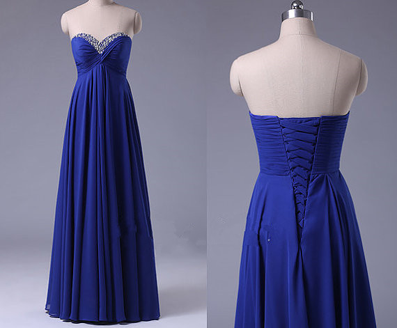 Pretty Simple Royal Blue Beaded Prom Dresses 2015, Formal Dresses, Evening Dresses , Prom Dresses
