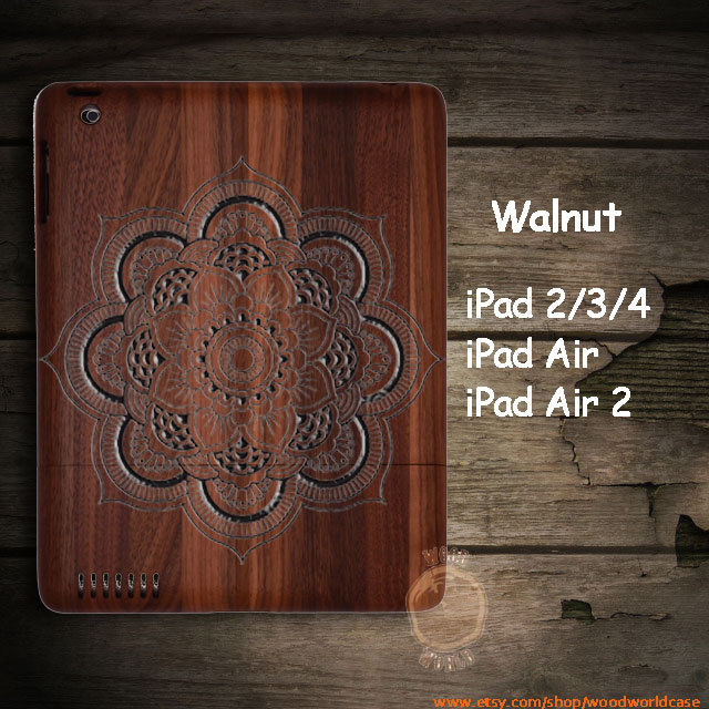 Personalized Mandala Ipad 2/3/4 Wood Case, Ipad Air 2, Ipad Mini 2 3 Wooden Case , Walnut Cherry Bamboo, Natural Wooden Case,gift P004