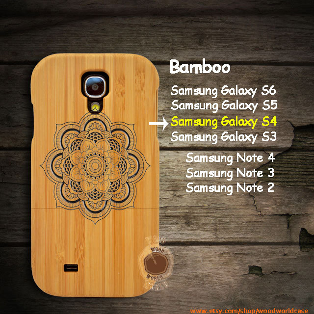 Mandala Samsung Galaxy S6 S5 S4 S3 Wood Case,laser Engraved Genuine Samsung Galaxy Note 4/3/2 Phone Case,bamboo Cherry Walnut S4004