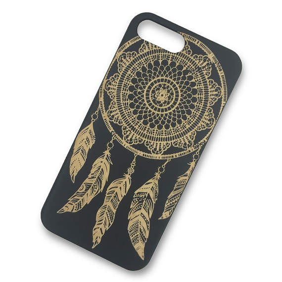 Black Painted Wood Native American Aztec Dreamcatcher Mandala Paisley Feather Laser Engraved Wood Great Wave Off Kanagawa Iphone 7 Plus 7 6s Plus