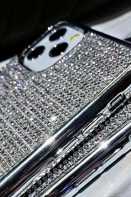 Sparkly Crystals Covered Silver Bling Phone Case - iPhone X/XS / XR / XS Max 11 / 11 Pro / 11 Pro Max / 12 Mini / 12/12 Pro / Max Cover