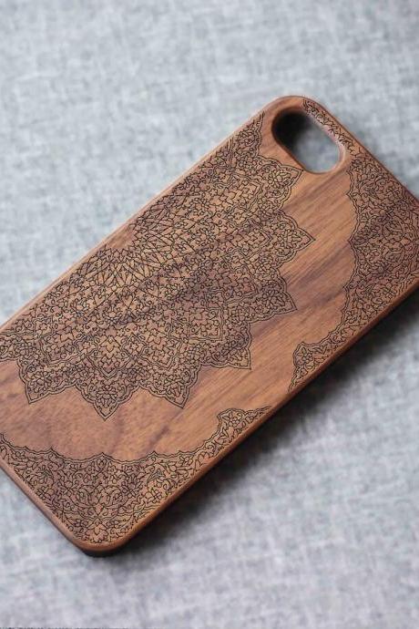Abstract mandala Phone case for iPhone 13 mini 11 X wood iphone case iPhone 8 wood case iPhone 13 pro max, iphone 12 case