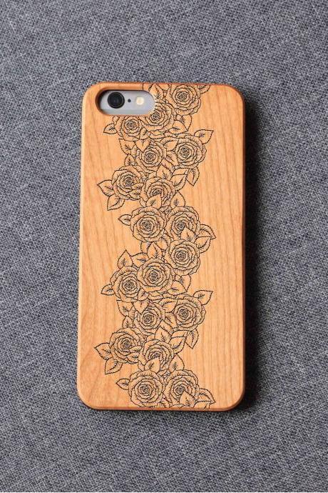 Garden Roses Iphone Case For 13 Mini 11 X Wood Iphone Case Iphone 12 Wood Case Iphone 13 Pro Max, Iphone 12 Case