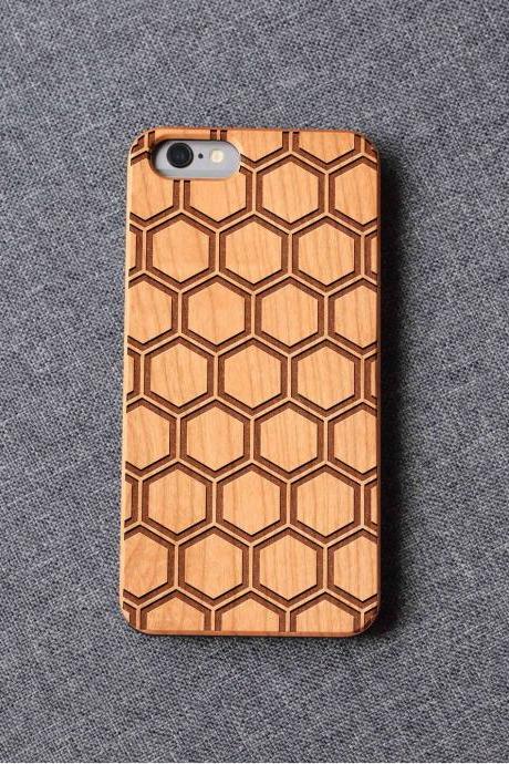 Hexagonal Geometry Iphone Case For 13 Mini 11 X Wood Iphone Case Iphone 12 Wood Case Iphone 13 Pro Max, Iphone 12 Case