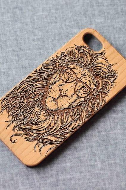 Lion Wear Glasses Phone Case For Iphone 13 Mini 11 X Wood Iphone Case Iphone 12 Wood Case Iphone 13 Pro Max, Iphone 12 Case