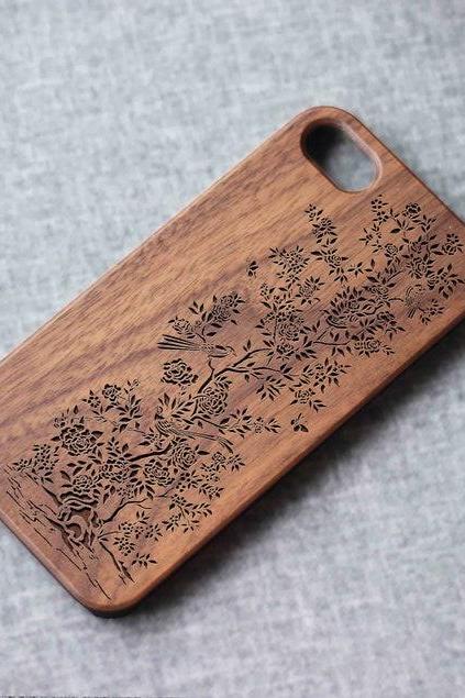 Chinoiserie Flowers Iphone Case For 13 Mini 11 X Wood Iphone Case Iphone 12 Wood Case Iphone 13 Pro Max, Iphone 12 Case