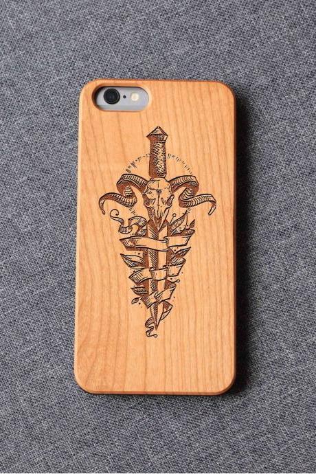 Goat sword Phone case for iPhone 13 mini 11 X wood iphone 7 case wooden iPhone 11 case iPhone 13 pro max, iphone 12 case