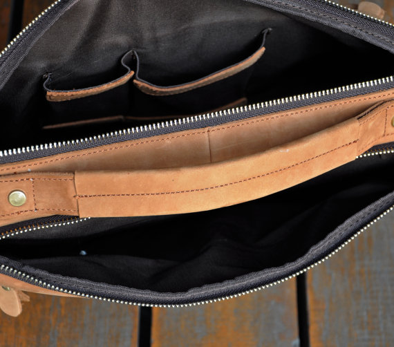 Handmade Genuine Leather Messenger Bag 14 Inch Laptop Bag MacBook Bag ...