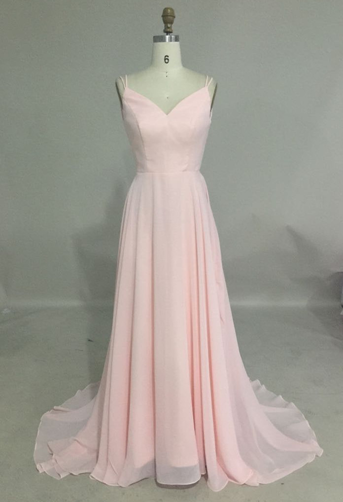 Lace Top A-line Floor-length Chiffon Dress Pearl Pink main image 1